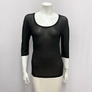 Vintage Gianni Versace Couture Top Black Sheer‎ Size 44 10 Small